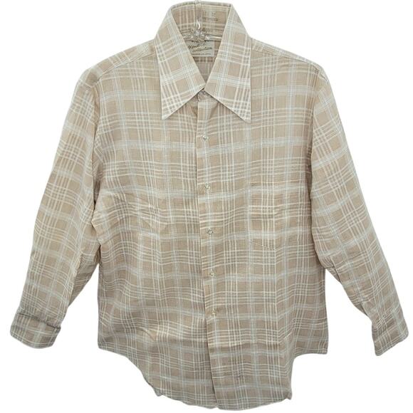 Arrow Kent Beige Plaid Shirt—Perfect with Loafers + Fall Denim‎ (Sz 32) - Picture 1 of 11